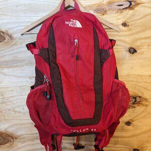 THE NORTH FACE Tellus 25 Red Backpack Day Pack Hiking Camping Biking Outdoor